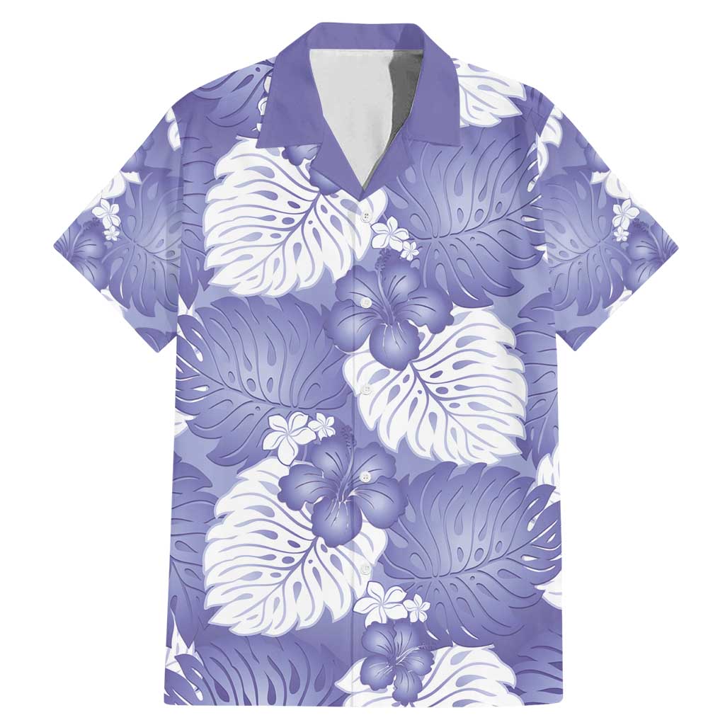 Purple Aloha Hawaii Family Matching Mermaid Dress and Hawaiian Shirt Monstera Hibiscus Plumeria Seamless Vibes LT14 Dad's Shirt - Short Sleeve Purple - Polynesian Pride