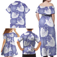 Purple Aloha Hawaii Family Matching Off Shoulder Maxi Dress and Hawaiian Shirt Monstera Hibiscus Plumeria Seamless Vibes LT14 - Polynesian Pride