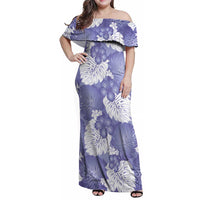 Purple Aloha Hawaii Family Matching Off Shoulder Maxi Dress and Hawaiian Shirt Monstera Hibiscus Plumeria Seamless Vibes LT14 Mom's Dress Purple - Polynesian Pride