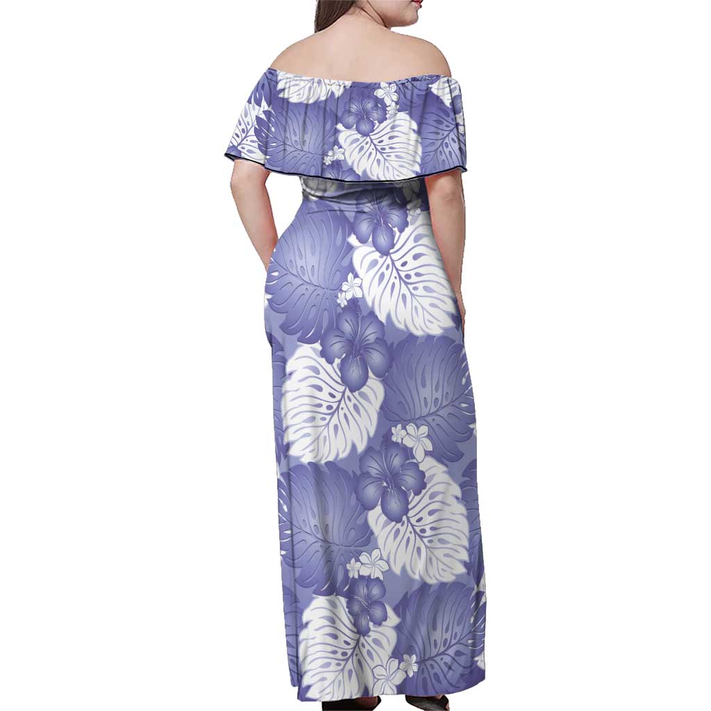 Purple Aloha Hawaii Family Matching Off Shoulder Maxi Dress and Hawaiian Shirt Monstera Hibiscus Plumeria Seamless Vibes LT14 - Polynesian Pride