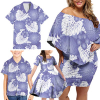 Purple Aloha Hawaii Family Matching Off Shoulder Short Dress and Hawaiian Shirt Monstera Hibiscus Plumeria Seamless Vibes LT14 - Polynesian Pride