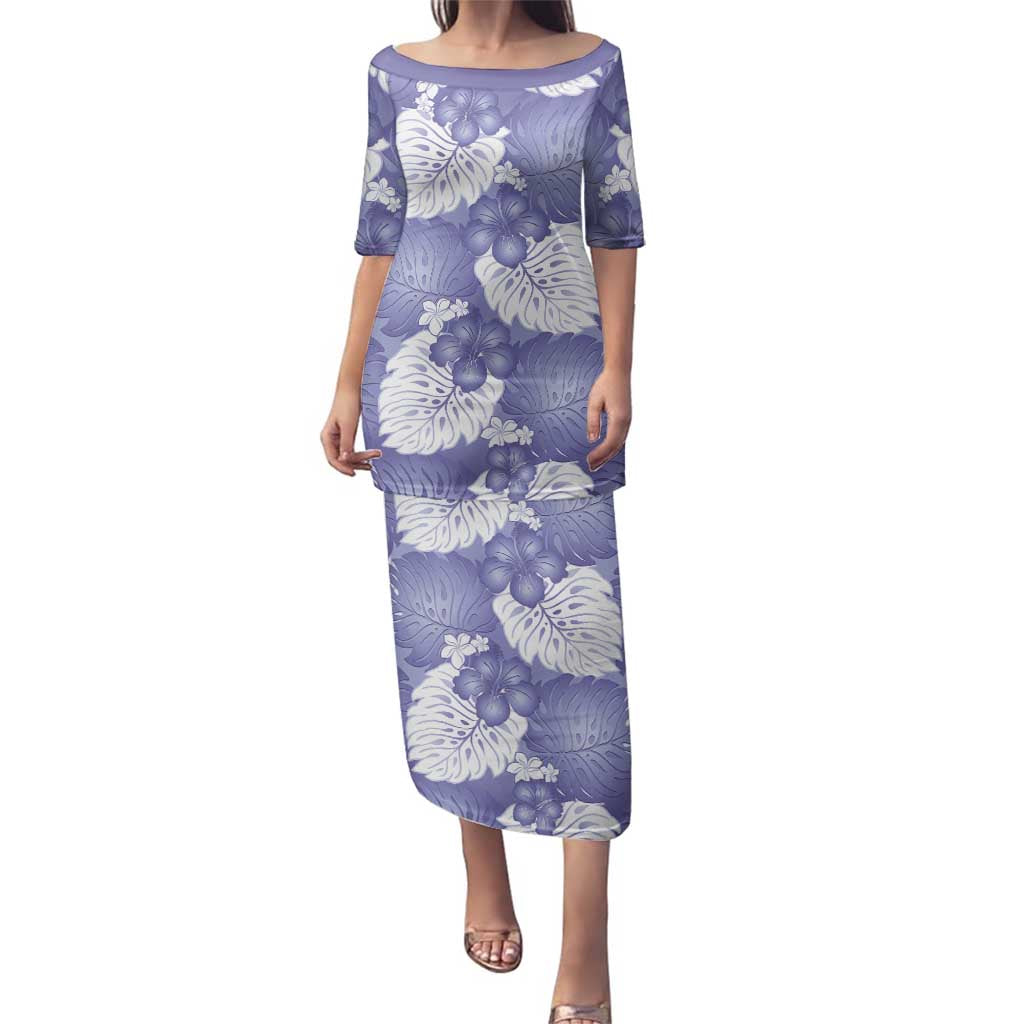Purple Aloha Hawaii Family Matching Puletasi and Hawaiian Shirt Monstera Hibiscus Plumeria Seamless Vibes - Polynesian Pride
