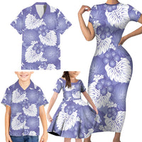Purple Aloha Hawaii Family Matching Short Sleeve Bodycon Dress and Hawaiian Shirt Monstera Hibiscus Plumeria Seamless Vibes LT14 - Polynesian Pride