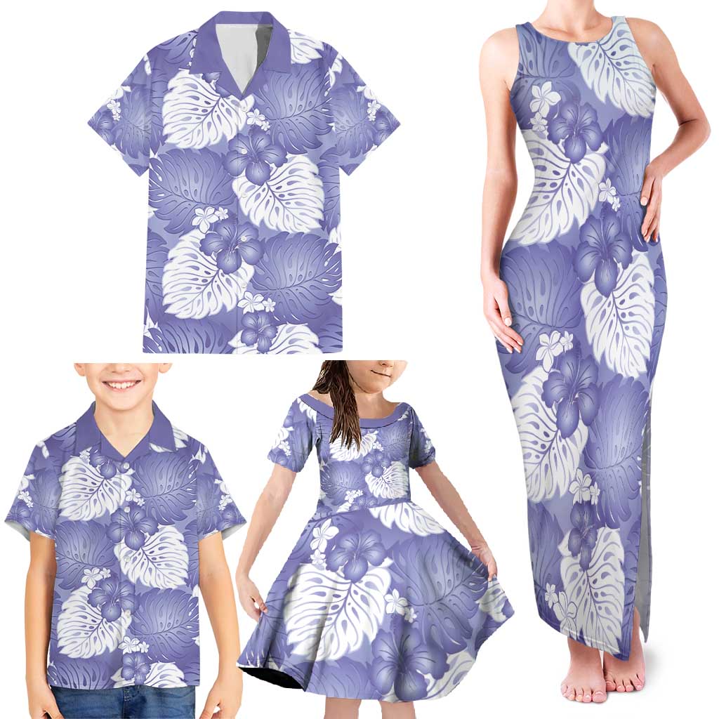 Purple Aloha Hawaii Family Matching Tank Maxi Dress and Hawaiian Shirt Monstera Hibiscus Plumeria Seamless Vibes LT14 - Polynesian Pride