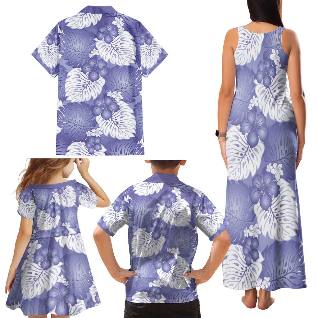 Purple Aloha Hawaii Family Matching Tank Maxi Dress and Hawaiian Shirt Monstera Hibiscus Plumeria Seamless Vibes LT14 - Polynesian Pride