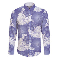 Purple Aloha Hawaii Family Matching Tank Maxi Dress and Hawaiian Shirt Monstera Hibiscus Plumeria Seamless Vibes LT14 Dad's Shirt - Long Sleeve Purple - Polynesian Pride