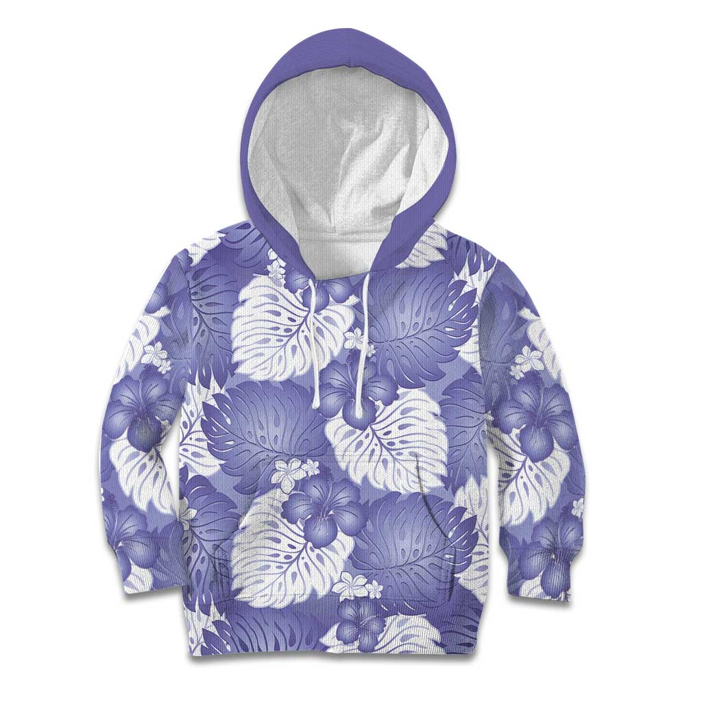 Purple Aloha Hawaii Kid Hoodie Monstera Hibiscus Plumeria Seamless Vibes - Polynesian Pride