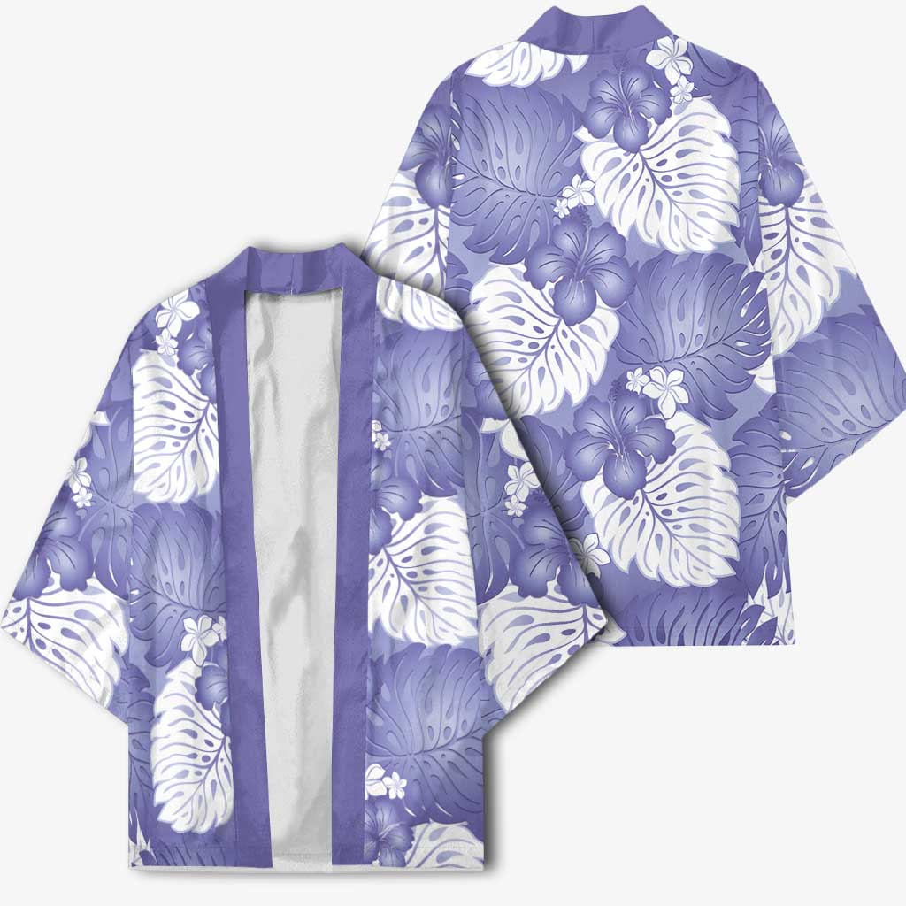 Purple Aloha Hawaii Kimono Monstera Hibiscus Plumeria Seamless Vibes LT14 - Polynesian Pride
