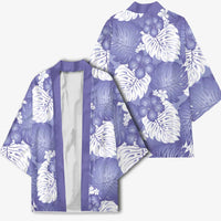 Purple Aloha Hawaii Kimono Monstera Hibiscus Plumeria Seamless Vibes LT14 - Polynesian Pride
