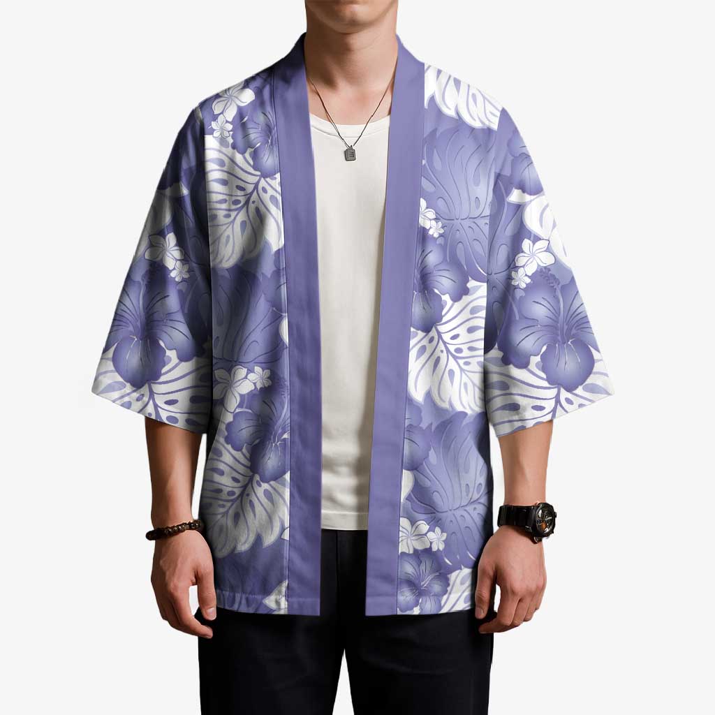 Purple Aloha Hawaii Kimono Monstera Hibiscus Plumeria Seamless Vibes LT14 - Polynesian Pride