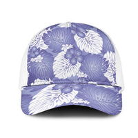 Purple Aloha Hawaii Mesh Trucker Cap Monstera Hibiscus Plumeria Seamless Vibes - Polynesian Pride
