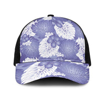 Purple Aloha Hawaii Mesh Trucker Cap Monstera Hibiscus Plumeria Seamless Vibes - Polynesian Pride