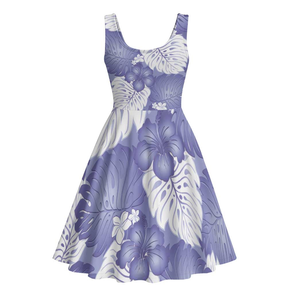 Purple Aloha Hawaii Midi Dress Monstera Hibiscus Plumeria Seamless Vibes - Polynesian Pride