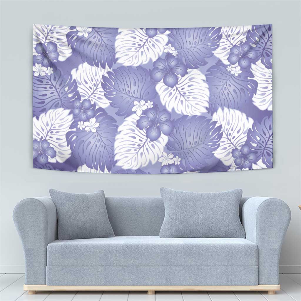 Purple Aloha Hawaii Tapestry Monstera Hibiscus Plumeria Seamless Vibes LT14 - Polynesian Pride