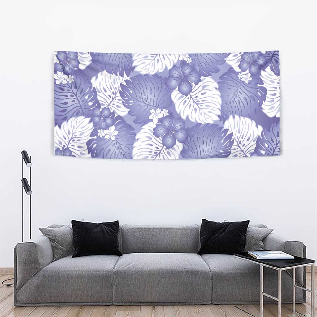 Purple Aloha Hawaii Tapestry Monstera Hibiscus Plumeria Seamless Vibes LT14 - Polynesian Pride