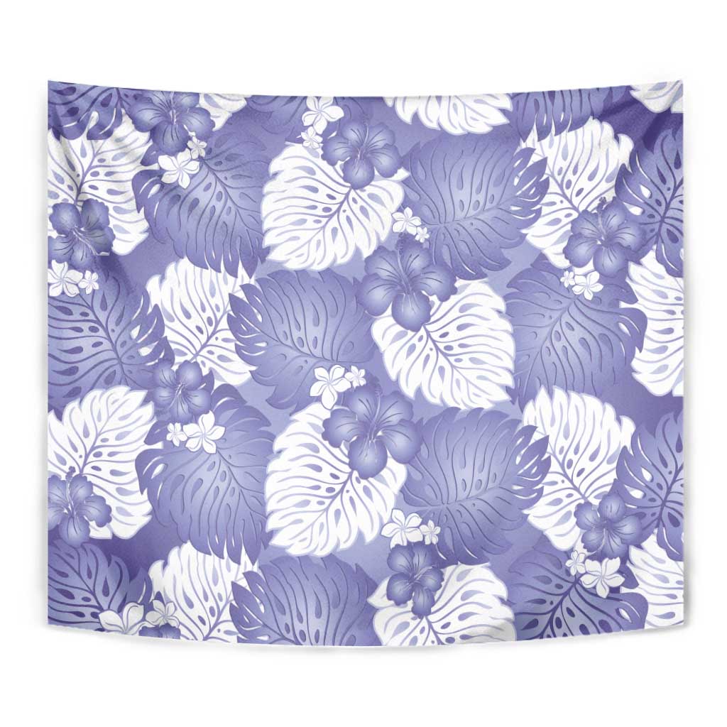 Purple Aloha Hawaii Tapestry Monstera Hibiscus Plumeria Seamless Vibes LT14 - Polynesian Pride
