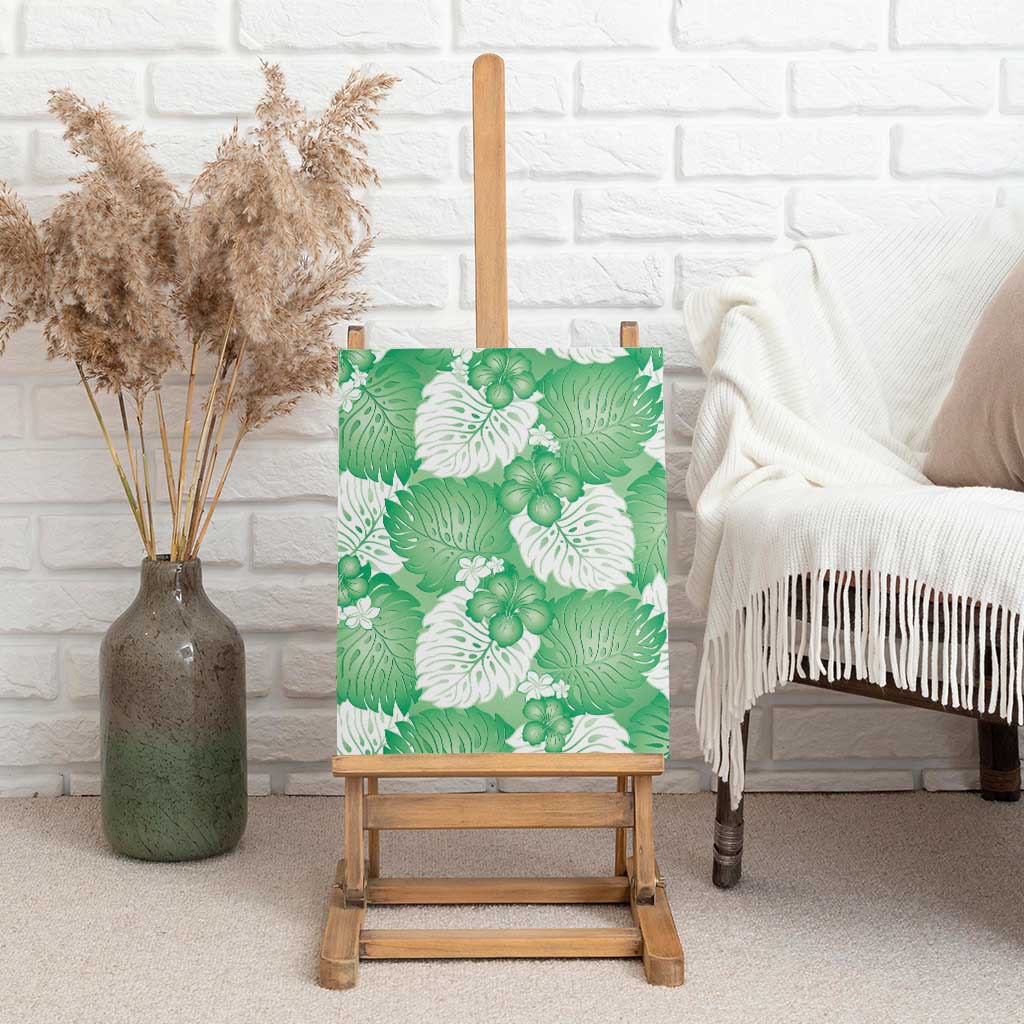 Green Aloha Hawaii Canvas Wall Art Monstera Hibiscus Plumeria Seamless Vibes - Polynesian Pride