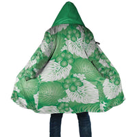 Green Aloha Hawaii Cloak Monstera Hibiscus Plumeria Seamless Vibes LT14 Unisex Green - Polynesian Pride