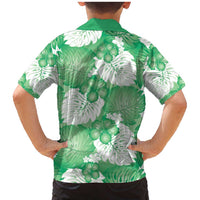 Green Aloha Hawaii Family Matching Mermaid Dress and Hawaiian Shirt Monstera Hibiscus Plumeria Seamless Vibes LT14 - Polynesian Pride