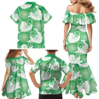 Green Aloha Hawaii Family Matching Mermaid Dress and Hawaiian Shirt Monstera Hibiscus Plumeria Seamless Vibes LT14 - Polynesian Pride