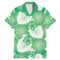 Green Aloha Hawaii Family Matching Mermaid Dress and Hawaiian Shirt Monstera Hibiscus Plumeria Seamless Vibes LT14 Dad's Shirt - Short Sleeve Green - Polynesian Pride