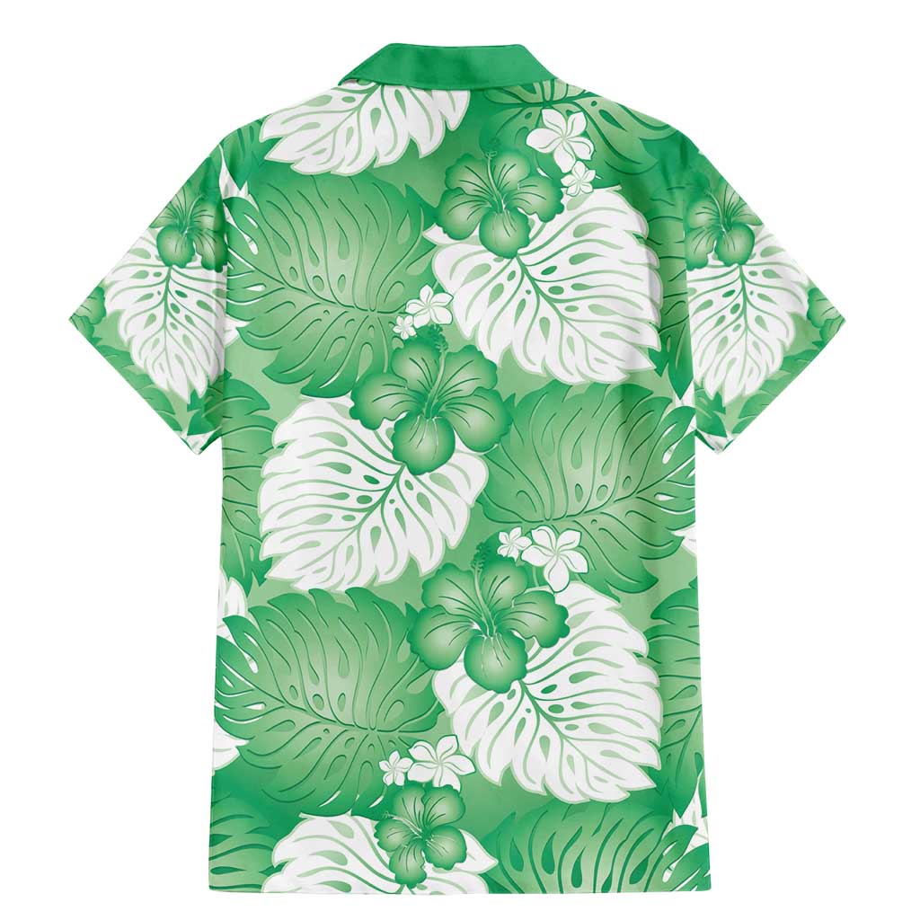 Green Aloha Hawaii Family Matching Mermaid Dress and Hawaiian Shirt Monstera Hibiscus Plumeria Seamless Vibes LT14 - Polynesian Pride