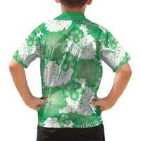 Green Aloha Hawaii Family Matching Off Shoulder Maxi Dress and Hawaiian Shirt Monstera Hibiscus Plumeria Seamless Vibes LT14 - Polynesian Pride