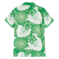 Green Aloha Hawaii Family Matching Off Shoulder Short Dress and Hawaiian Shirt Monstera Hibiscus Plumeria Seamless Vibes LT14 - Polynesian Pride