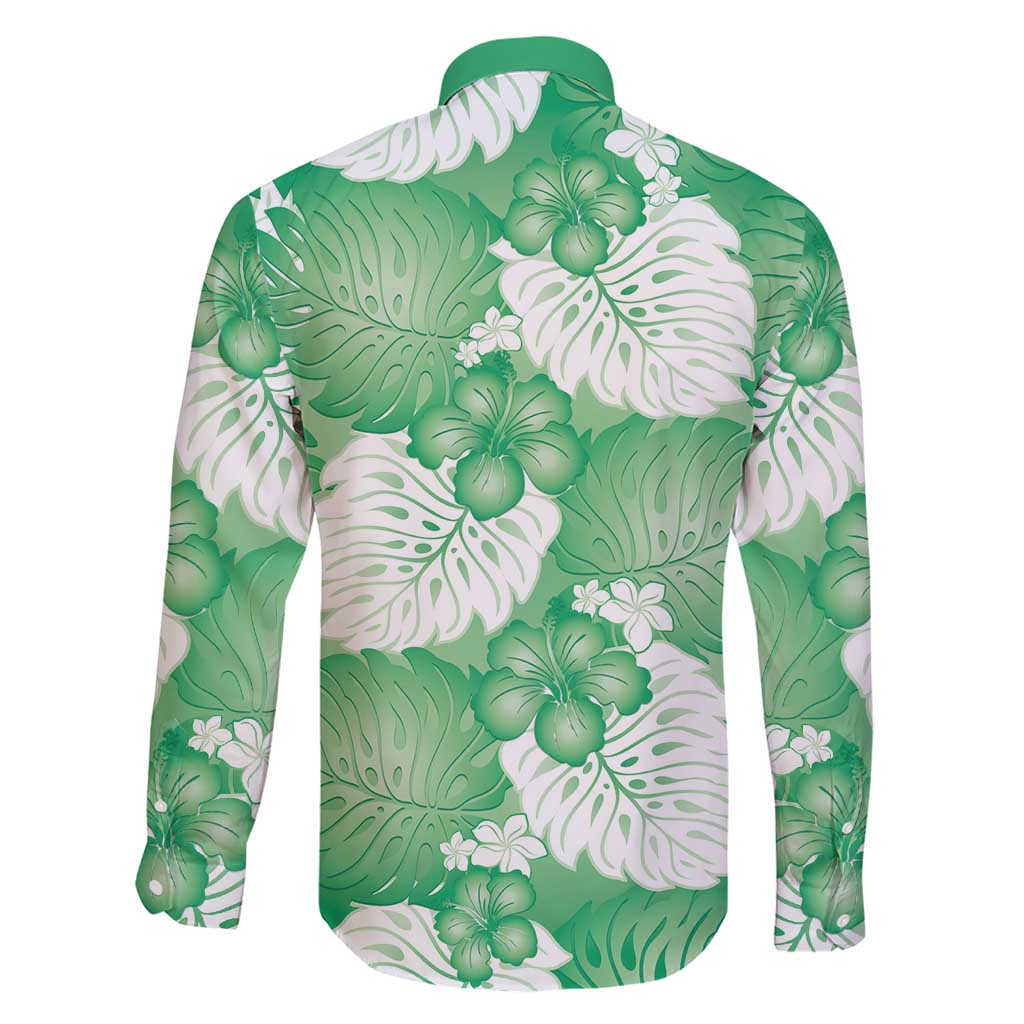 Green Aloha Hawaii Family Matching Short Sleeve Bodycon Dress and Hawaiian Shirt Monstera Hibiscus Plumeria Seamless Vibes LT14 - Polynesian Pride