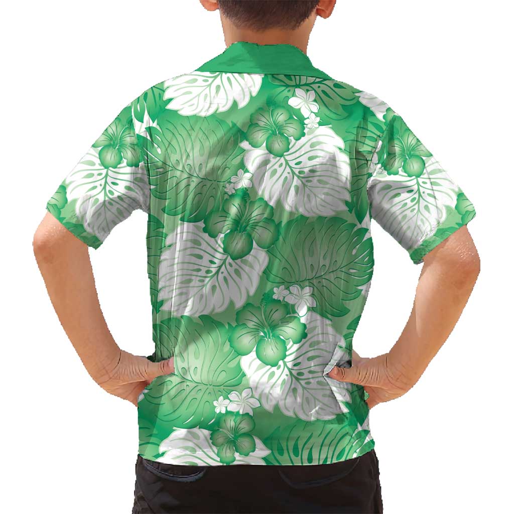 Green Aloha Hawaii Family Matching Summer Maxi Dress and Hawaiian Shirt Monstera Hibiscus Plumeria Seamless Vibes LT14 - Polynesian Pride