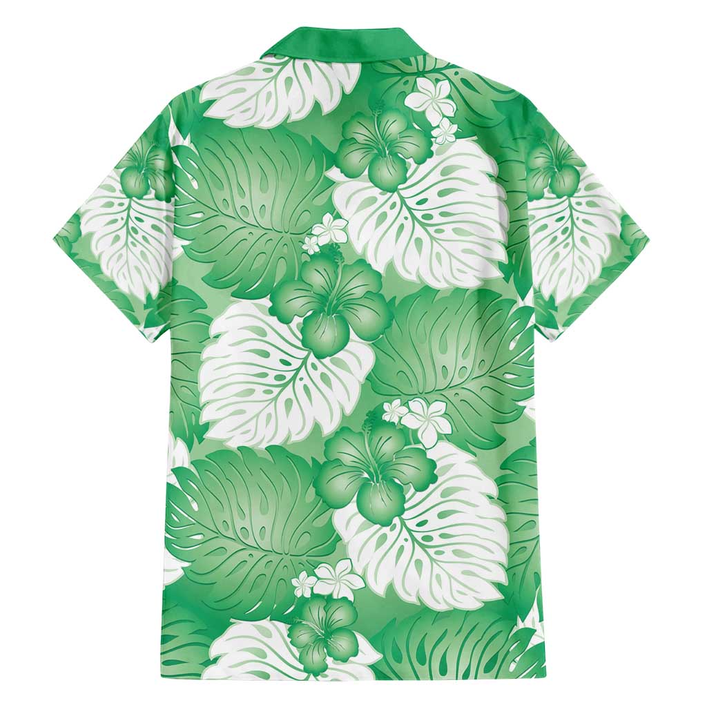 Green Aloha Hawaii Family Matching Summer Maxi Dress and Hawaiian Shirt Monstera Hibiscus Plumeria Seamless Vibes LT14 - Polynesian Pride