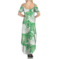 Green Aloha Hawaii Family Matching Summer Maxi Dress and Hawaiian Shirt Monstera Hibiscus Plumeria Seamless Vibes LT14 - Polynesian Pride