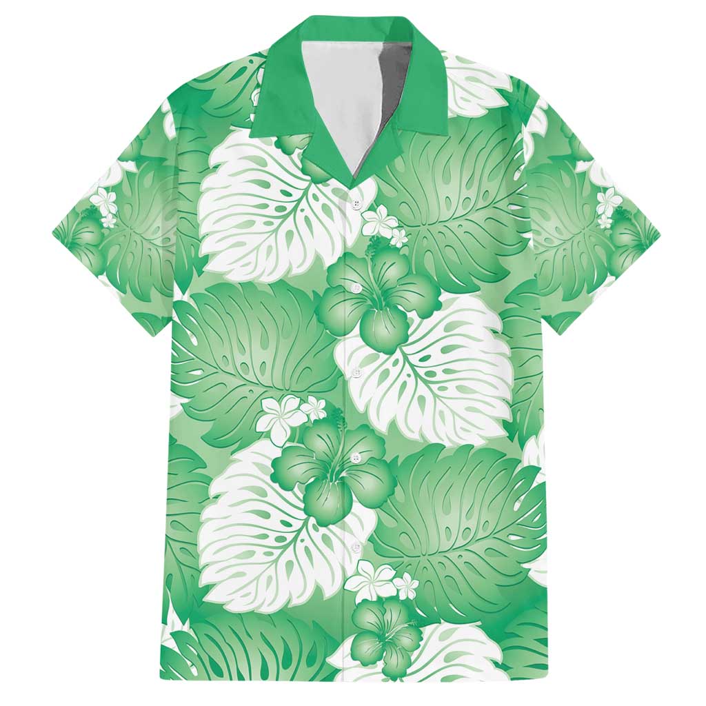 Green Aloha Hawaii Hawaiian Shirt Monstera Hibiscus Plumeria Seamless Vibes - Polynesian Pride