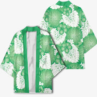 Green Aloha Hawaii Kimono Monstera Hibiscus Plumeria Seamless Vibes LT14 - Polynesian Pride