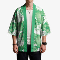 Green Aloha Hawaii Kimono Monstera Hibiscus Plumeria Seamless Vibes LT14 - Polynesian Pride