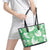 Green Aloha Hawaii Leather Tote Bag Monstera Hibiscus Plumeria Seamless Vibes - Polynesian Pride