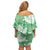 Green Aloha Hawaii Off Shoulder Short Dress Monstera Hibiscus Plumeria Seamless Vibes - Polynesian Pride