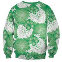 Green Aloha Hawaii Sweatshirt Monstera Hibiscus Plumeria Seamless Vibes - Polynesian Pride