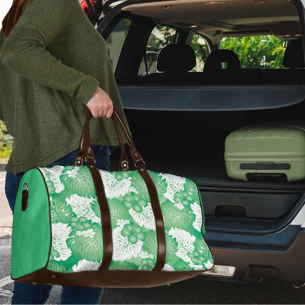 Green Aloha Hawaii Travel Bag Monstera Hibiscus Plumeria Seamless Vibes - Polynesian Pride