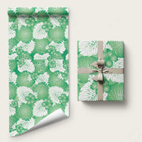 Green Aloha Hawaii Wrapping Paper Monstera Hibiscus Plumeria Seamless Vibes LT14 58" × 23" Green - Polynesian Pride
