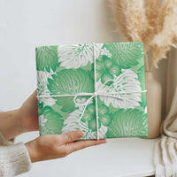 Green Aloha Hawaii Wrapping Paper Monstera Hibiscus Plumeria Seamless Vibes LT14 - Polynesian Pride