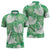 Green Aloha Hawaii Zipper Polo Shirt Monstera Hibiscus Plumeria Seamless Vibes - Polynesian Pride