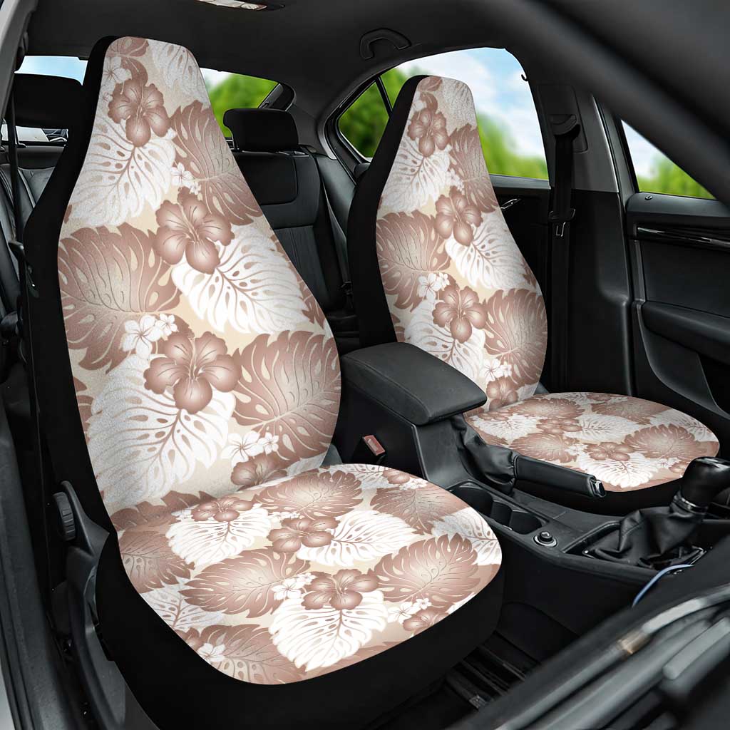 Mocha Mousse Aloha Hawaii Car Seat Cover Monstera Hibiscus Plumeria Seamless Vibes - Polynesian Pride