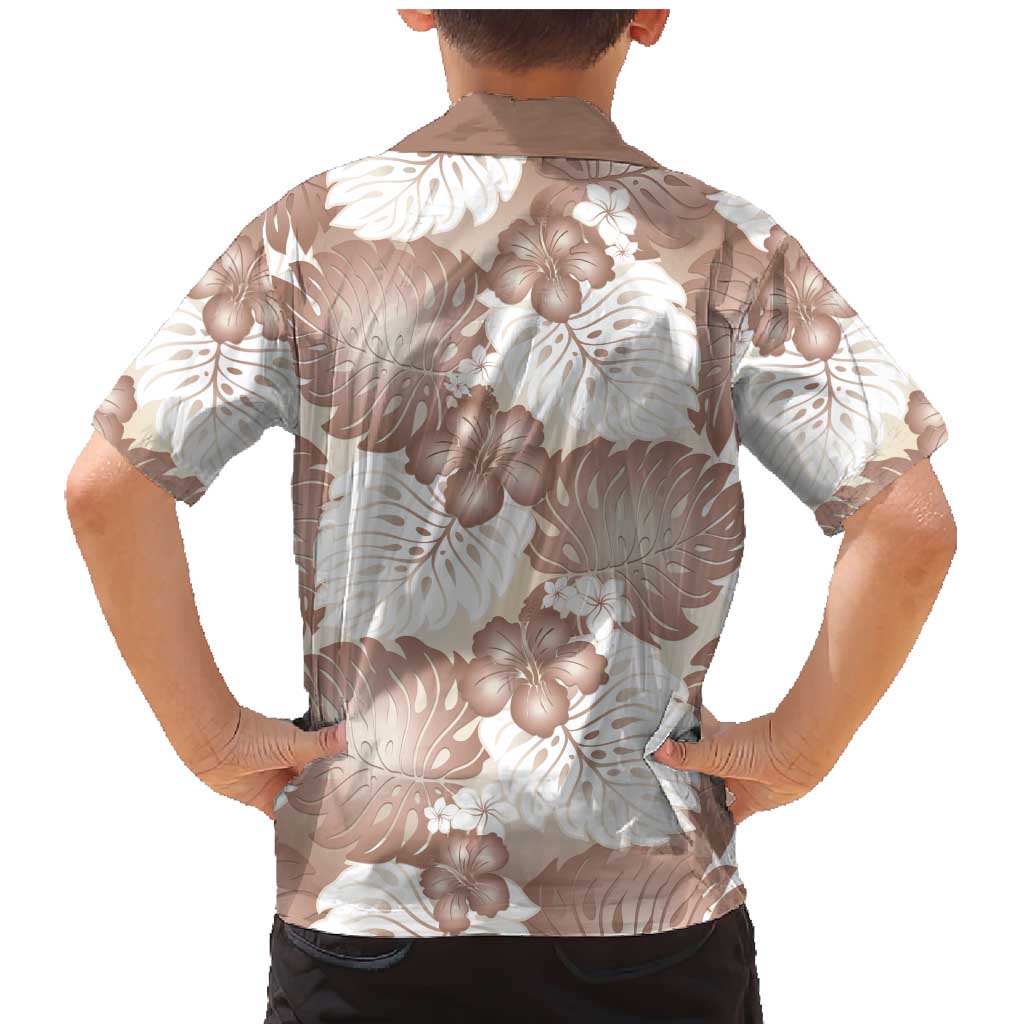 Mocha Mousse Aloha Hawaii Family Matching Mermaid Dress and Hawaiian Shirt Monstera Hibiscus Plumeria Seamless Vibes LT14 - Polynesian Pride