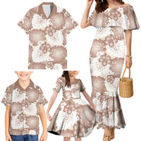 Mocha Mousse Aloha Hawaii Family Matching Mermaid Dress and Hawaiian Shirt Monstera Hibiscus Plumeria Seamless Vibes LT14 - Polynesian Pride