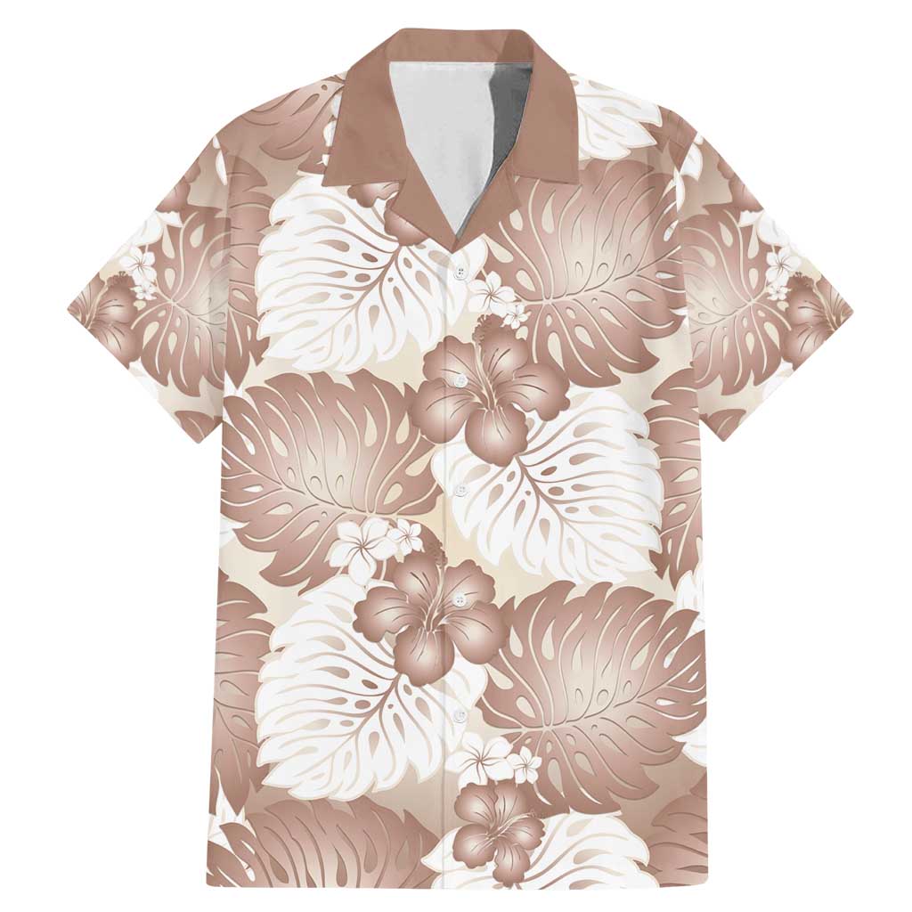 Mocha Mousse Aloha Hawaii Family Matching Mermaid Dress and Hawaiian Shirt Monstera Hibiscus Plumeria Seamless Vibes LT14 Dad's Shirt - Short Sleeve Mocha Mousse - Polynesian Pride
