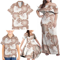 Mocha Mousse Aloha Hawaii Family Matching Off Shoulder Maxi Dress and Hawaiian Shirt Monstera Hibiscus Plumeria Seamless Vibes LT14 - Polynesian Pride