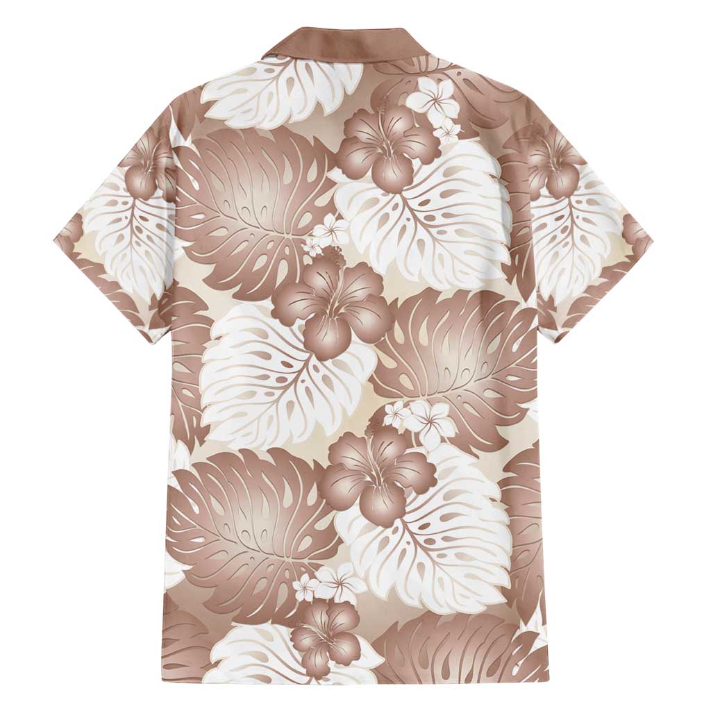 Mocha Mousse Aloha Hawaii Family Matching Off Shoulder Maxi Dress and Hawaiian Shirt Monstera Hibiscus Plumeria Seamless Vibes LT14 - Polynesian Pride