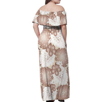Mocha Mousse Aloha Hawaii Family Matching Off Shoulder Maxi Dress and Hawaiian Shirt Monstera Hibiscus Plumeria Seamless Vibes LT14 - Polynesian Pride