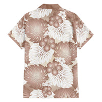 Mocha Mousse Aloha Hawaii Family Matching Off Shoulder Short Dress and Hawaiian Shirt Monstera Hibiscus Plumeria Seamless Vibes LT14 - Polynesian Pride